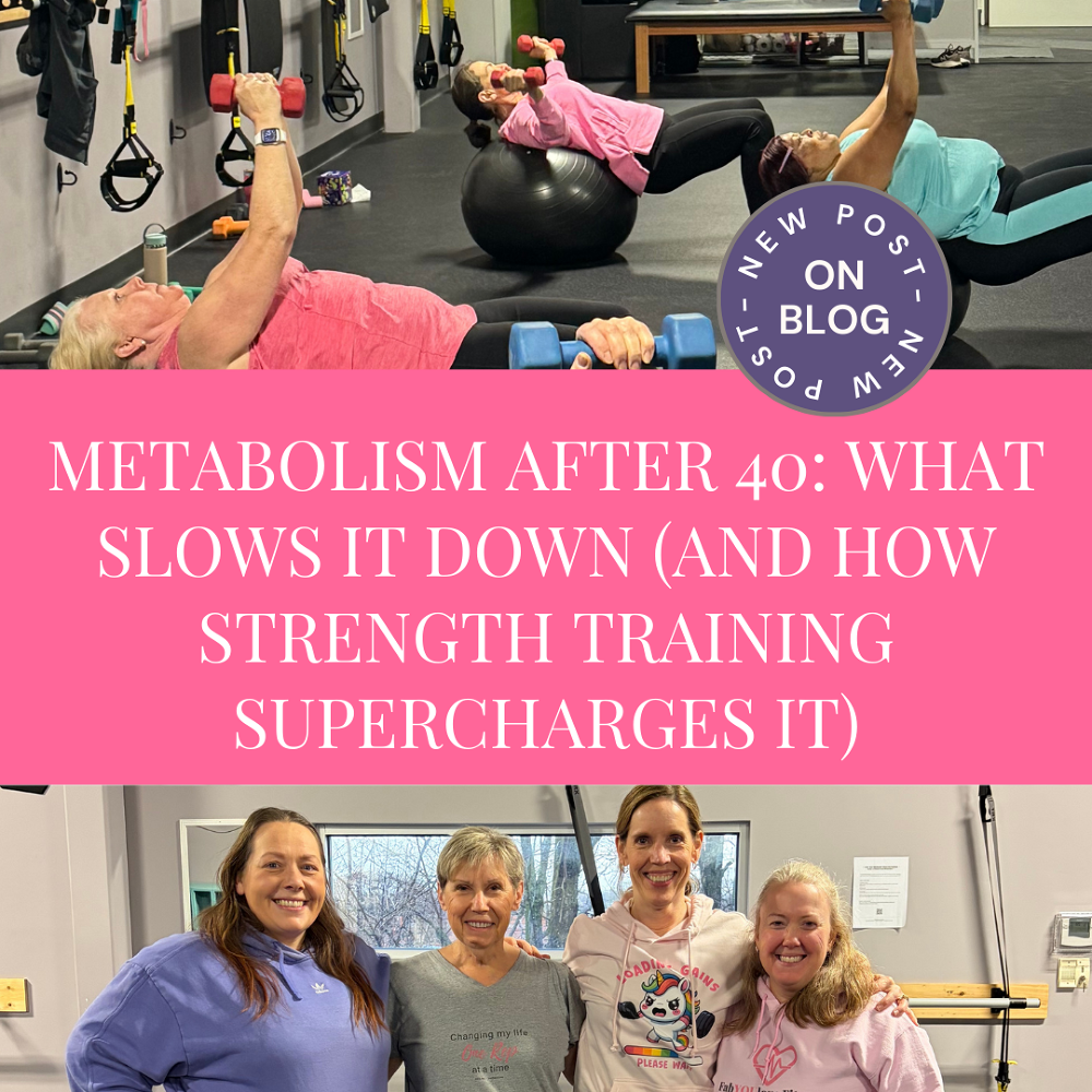 Woman strength training at a gym for women over 40 in Westerville Ohio
